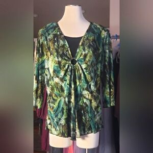 Dress Barn Textured Blouse With Ring Detail (1X)